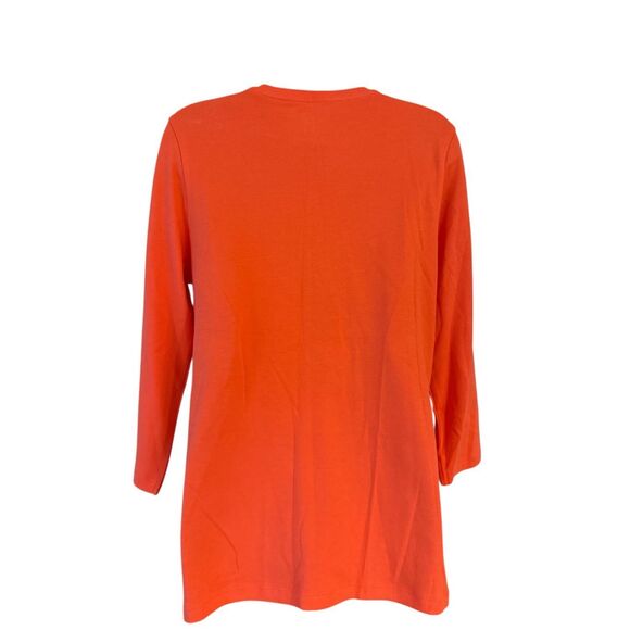NWT Kim Rogers Animal Lover Crew Coral Top Size Small 3/4 Sleeves - Picture 2 of 6